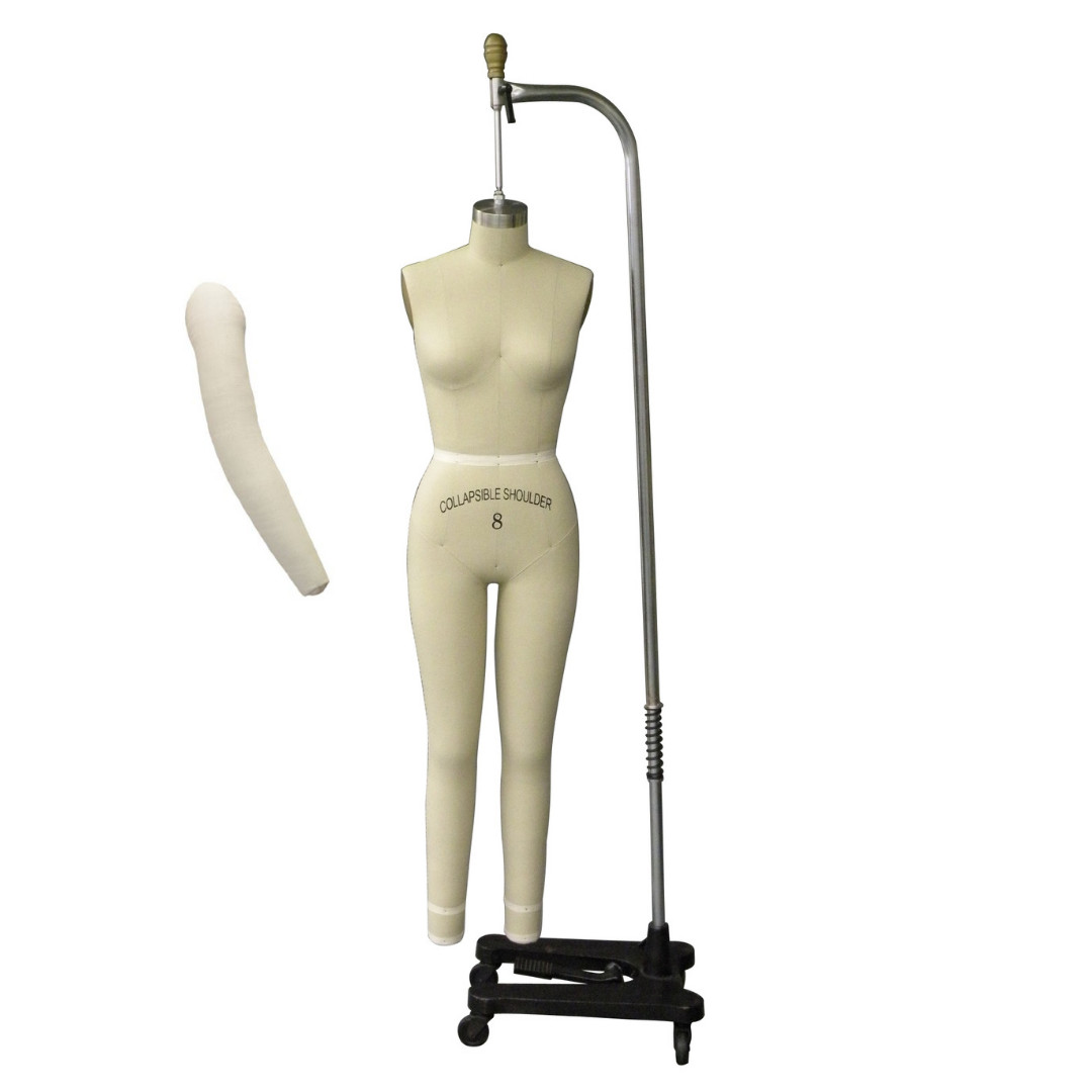 Size 8 Linen Full Body Pro Female Dress Form Mannequin with Arm & Padding Kit