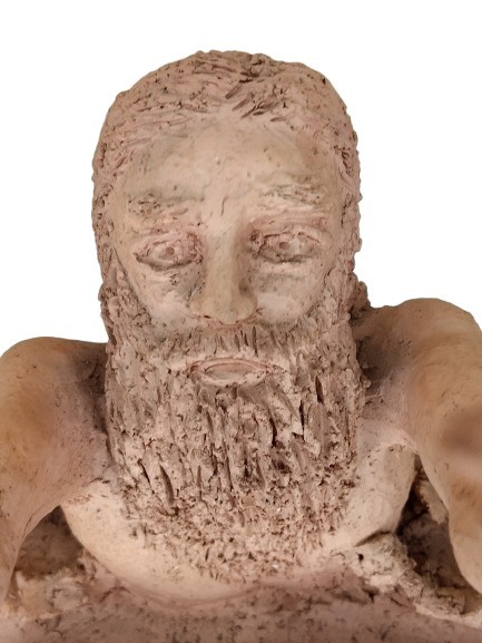 Clay Sculpture of St. Peter Walking on Water Reaching for Jesus Mathew 14 28-31