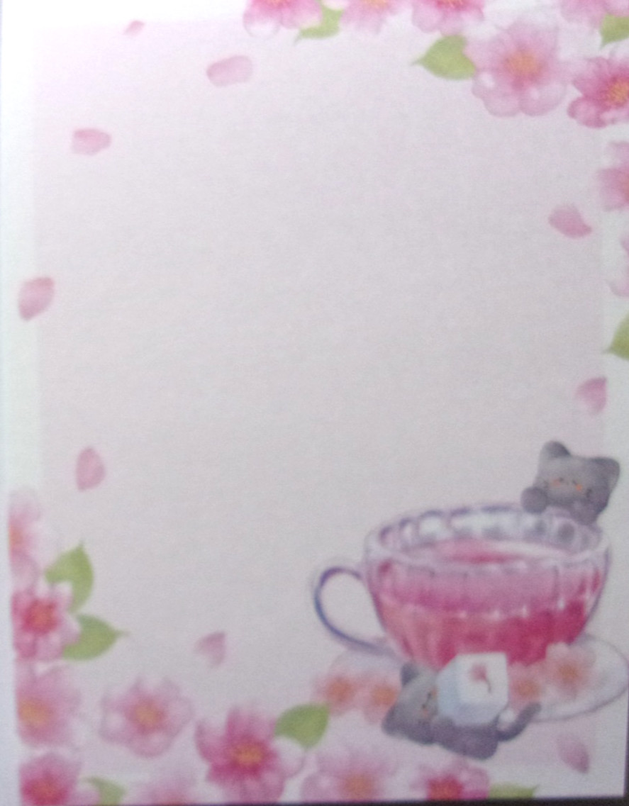 KYOWA Sakura Cat Sweets Tea Memo Pad Made in Japan Cherry Blossom