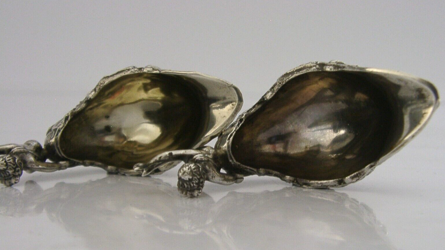 SUPERB CAST HANAU SOLID STERLING SILVER CHERUBS SALT CELLARS c1900 ANTIQUE