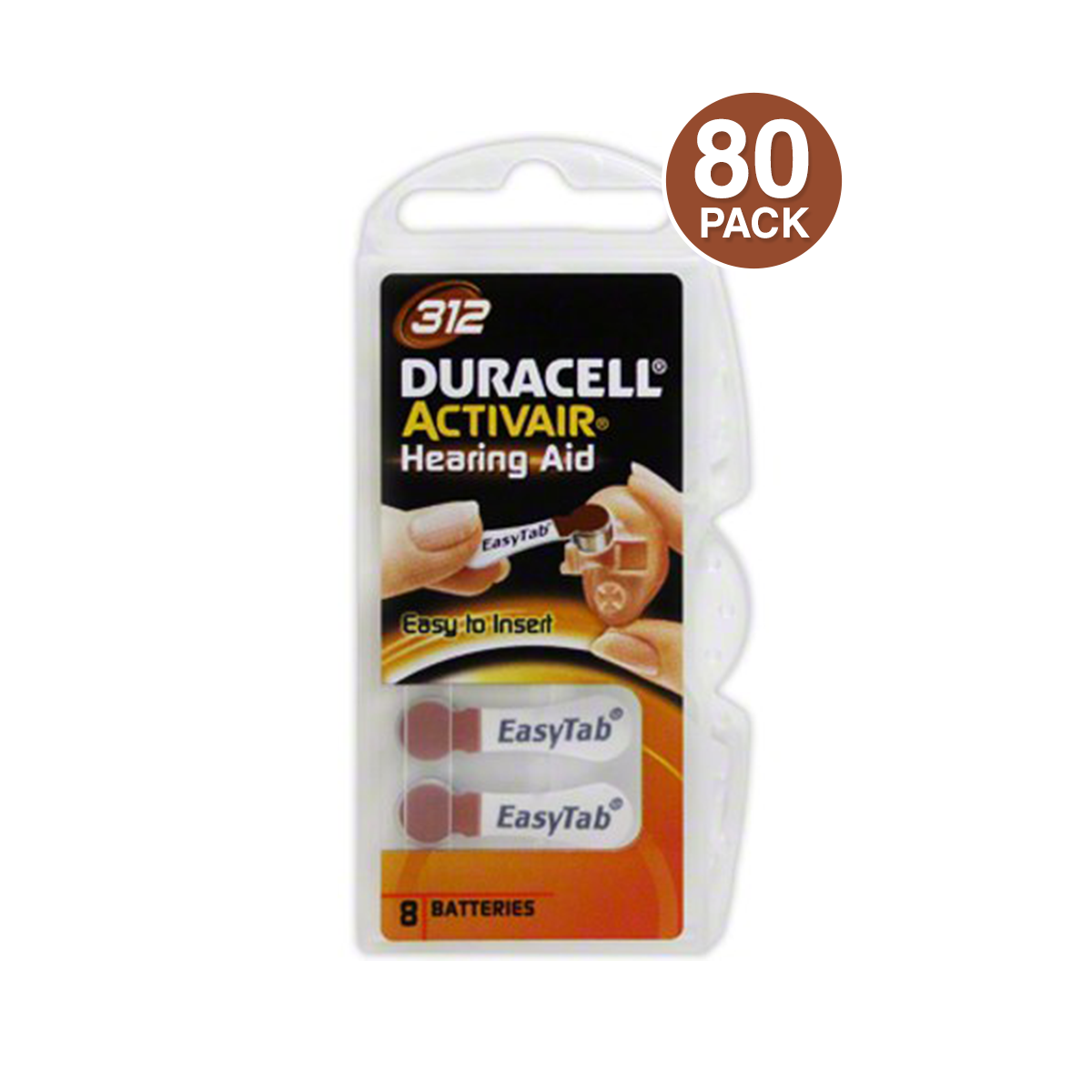 Duracell Activair Hearing Aid Batteries: Size 312 (80 Batteries) Exp 2027