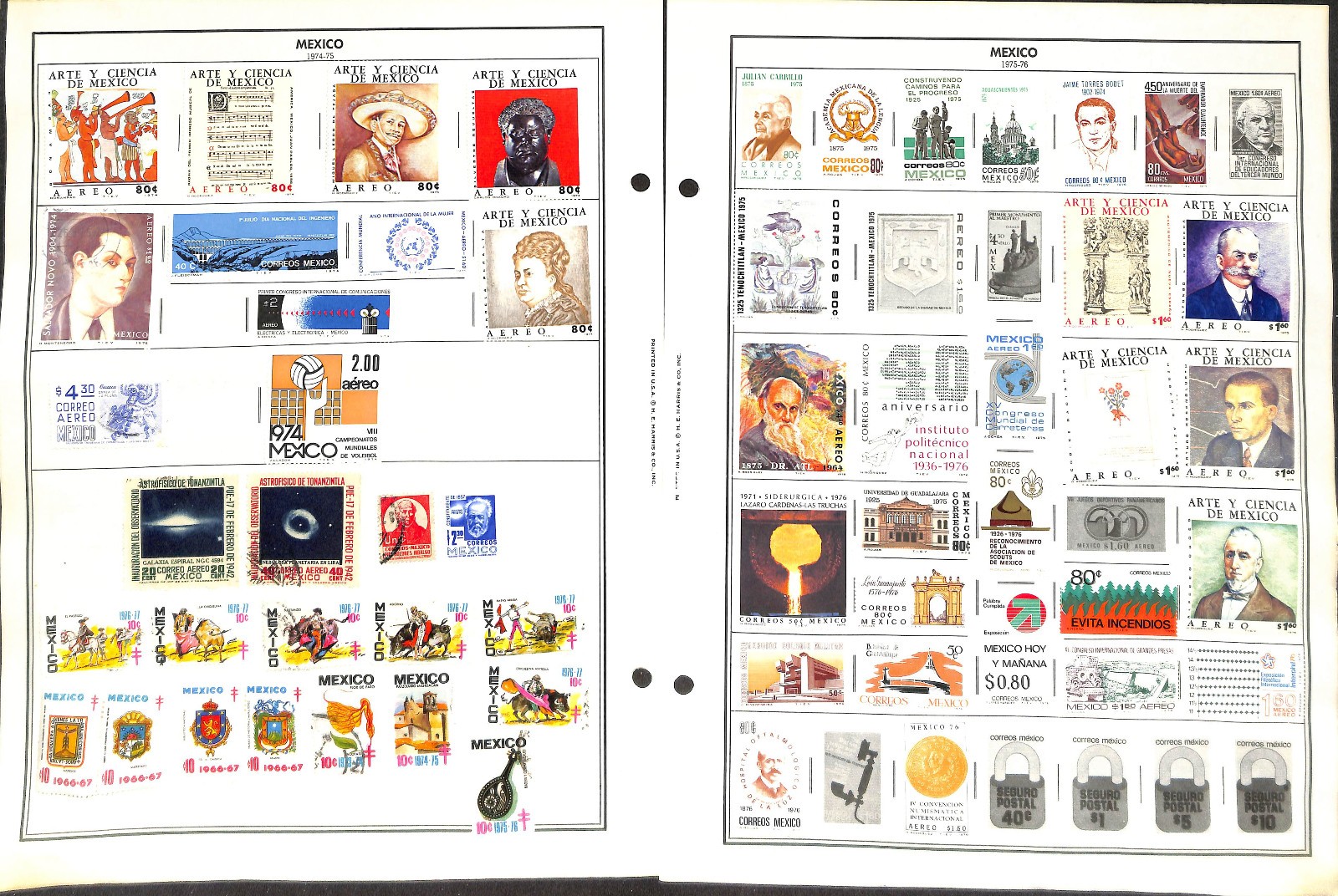 Mexico Stamp Collection on 40 Harris Pages, 1884-1990 (BH)