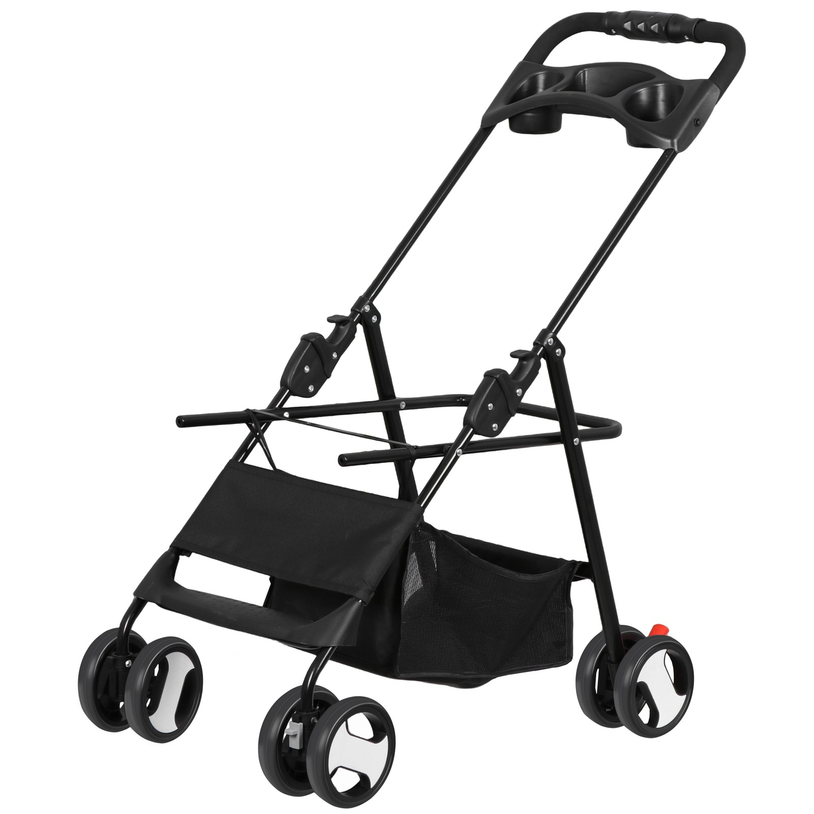 Pet Stroller Foldable Dog Cat Jogger Stroller w/4 Wheels Detachable Basket Black
