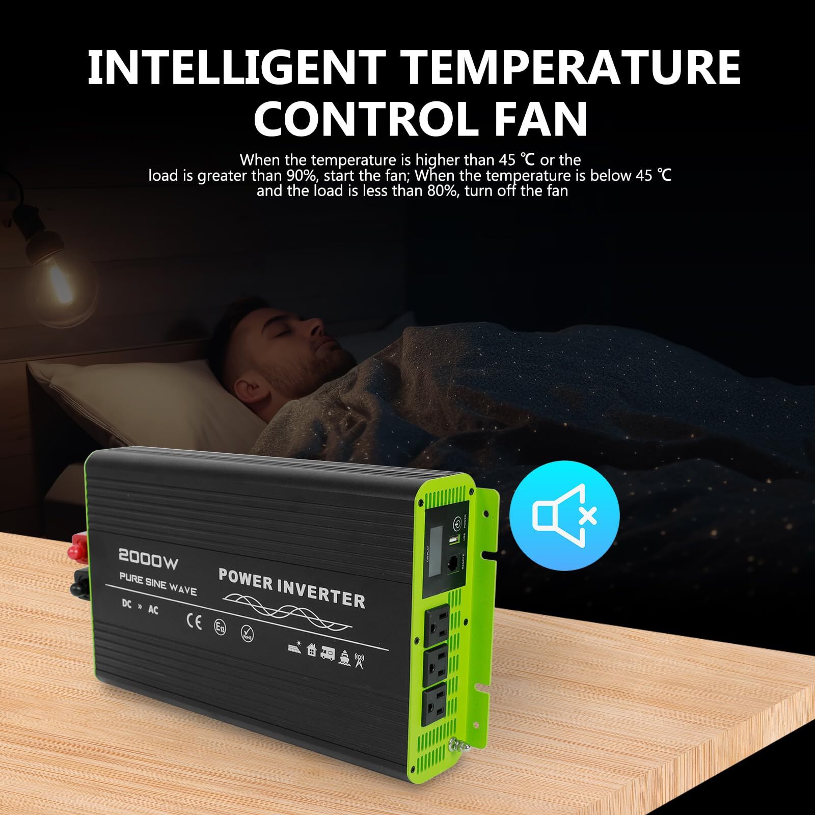 for RV Camper 2000W Pure Sine Wave Inverter 12V DC to 110V AC Converter