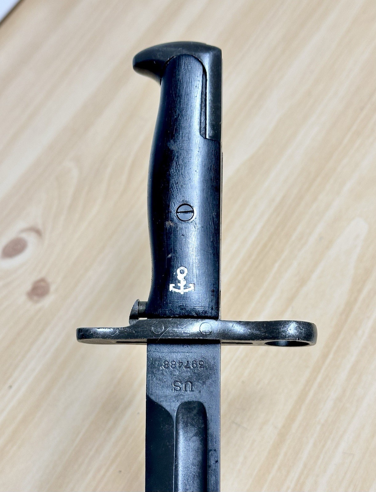 Pre-WWI US M1905-E1 10” Bayonet SA 1909 Springfield Armory Marked USS OKLA BB 37