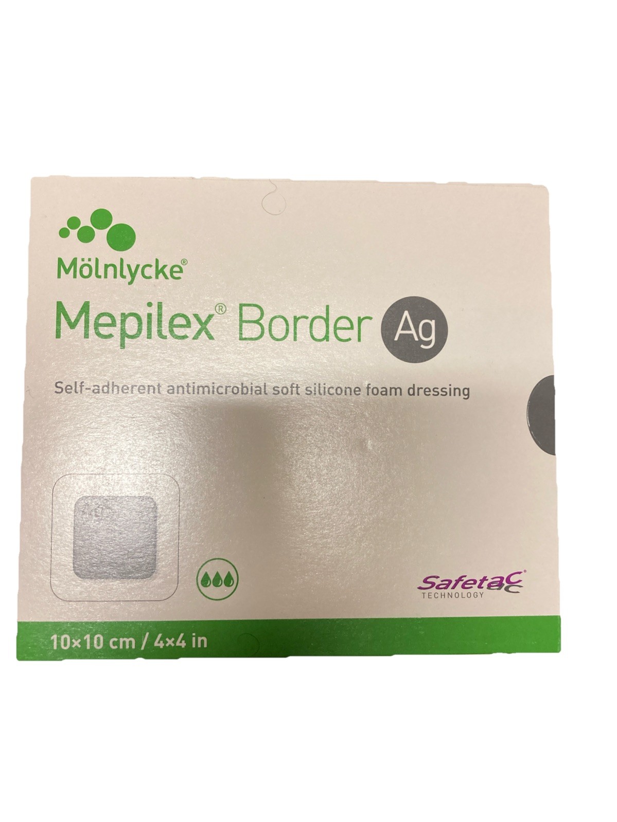 Mepilex Border AG 395390 Self Adherent Silicone Dressing 4”x4” Box Of 5 Exp 2028