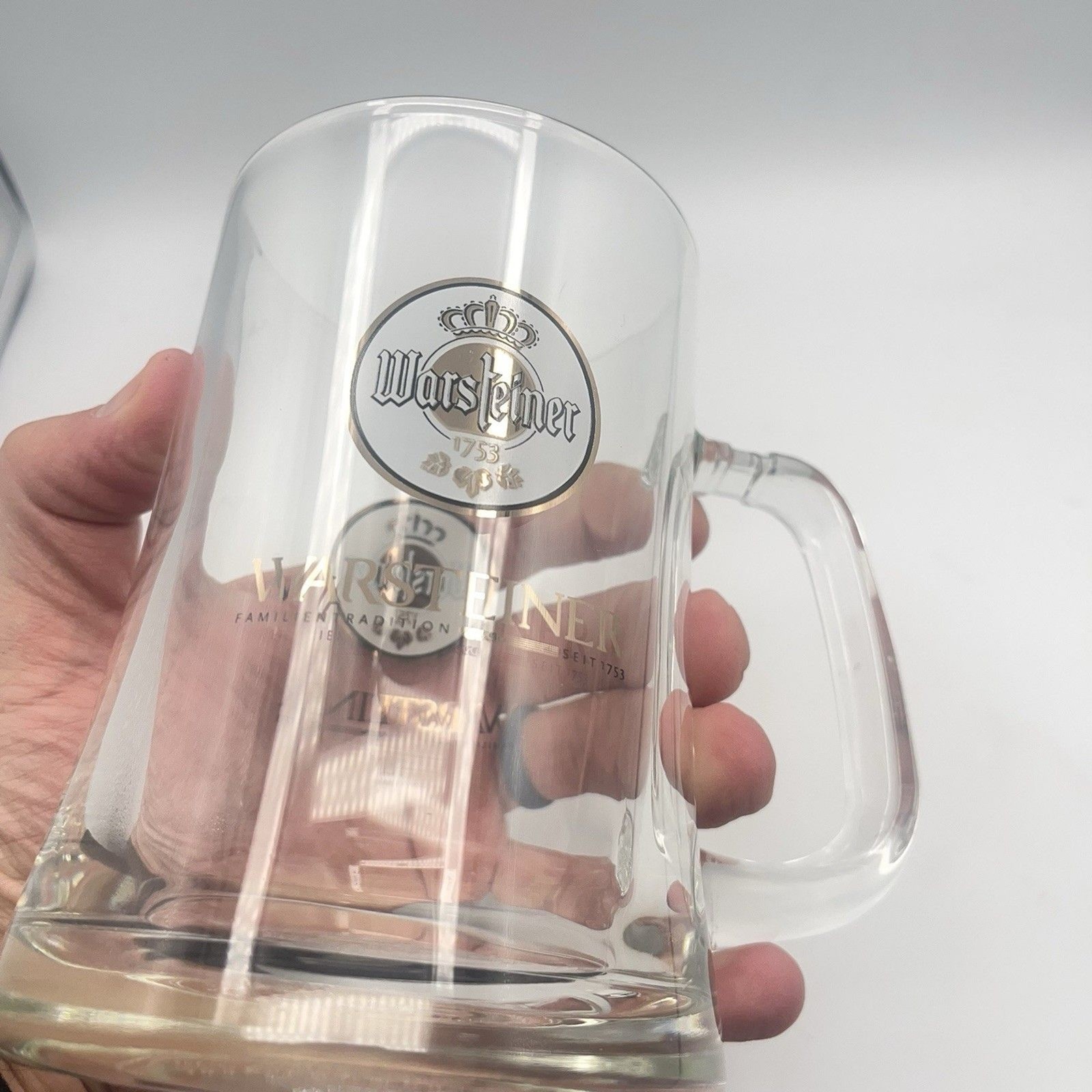 Warsteiner Brewery Germany Glass Beer Stein Mug Tankard Embossed .5L