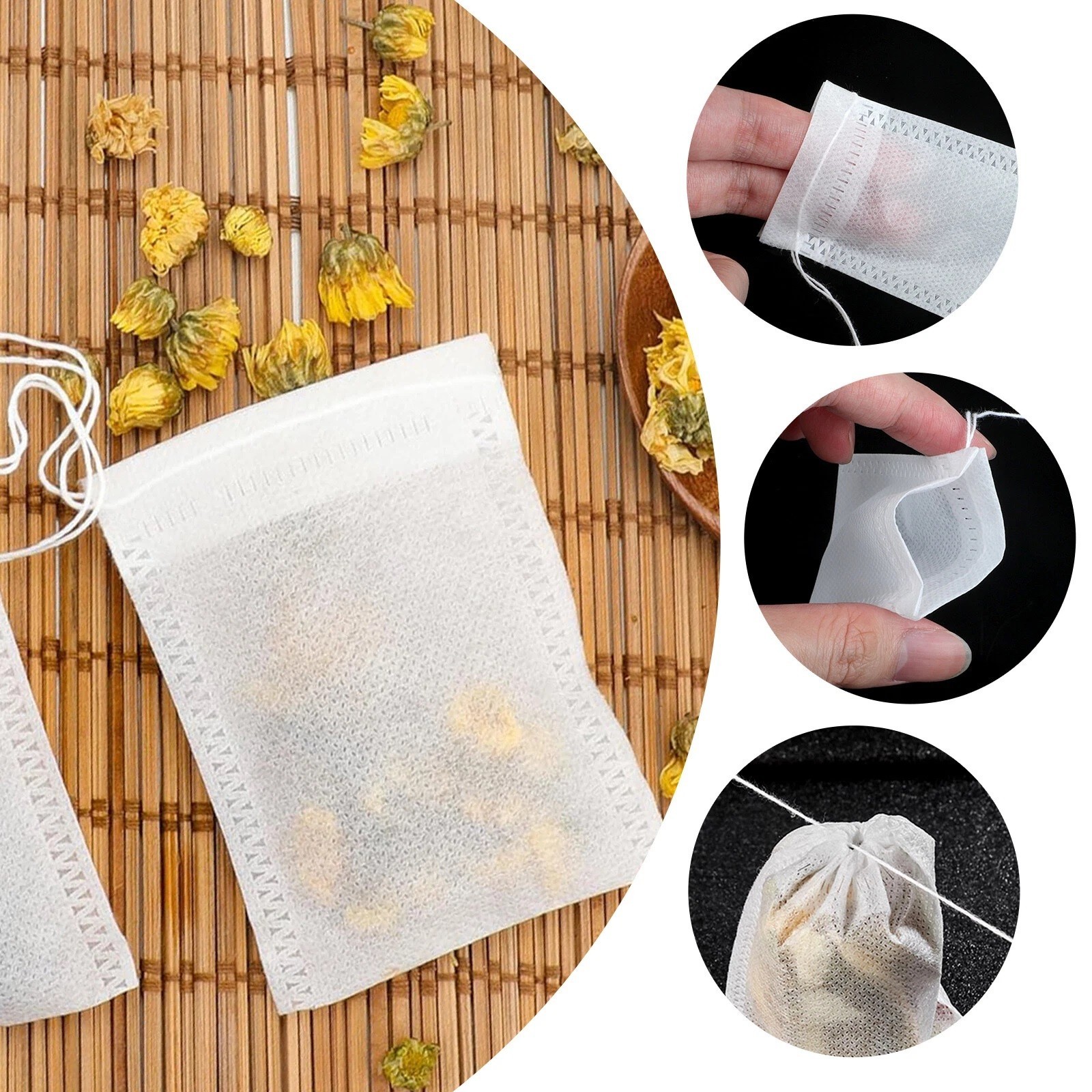 100-1000 Non-Woven Empty Tea Bag Drawstring Seal Teabags Loose Leaf Tea Filters