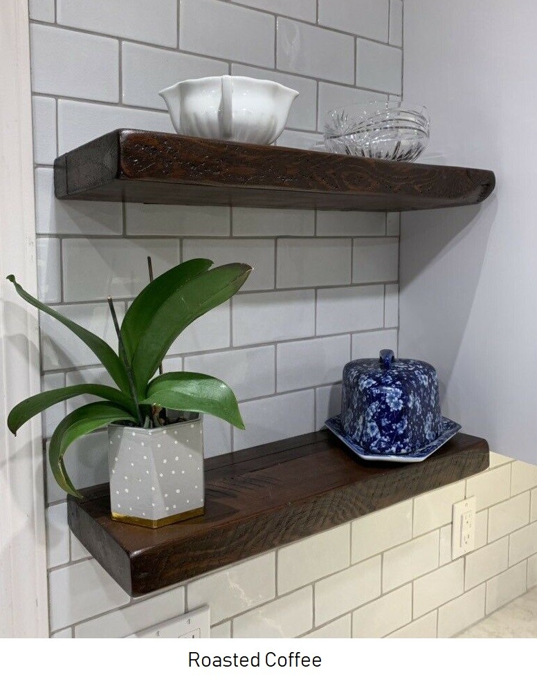 Reclaimed barn wood floating shelf - Premium 2in thick floating shelves USA made