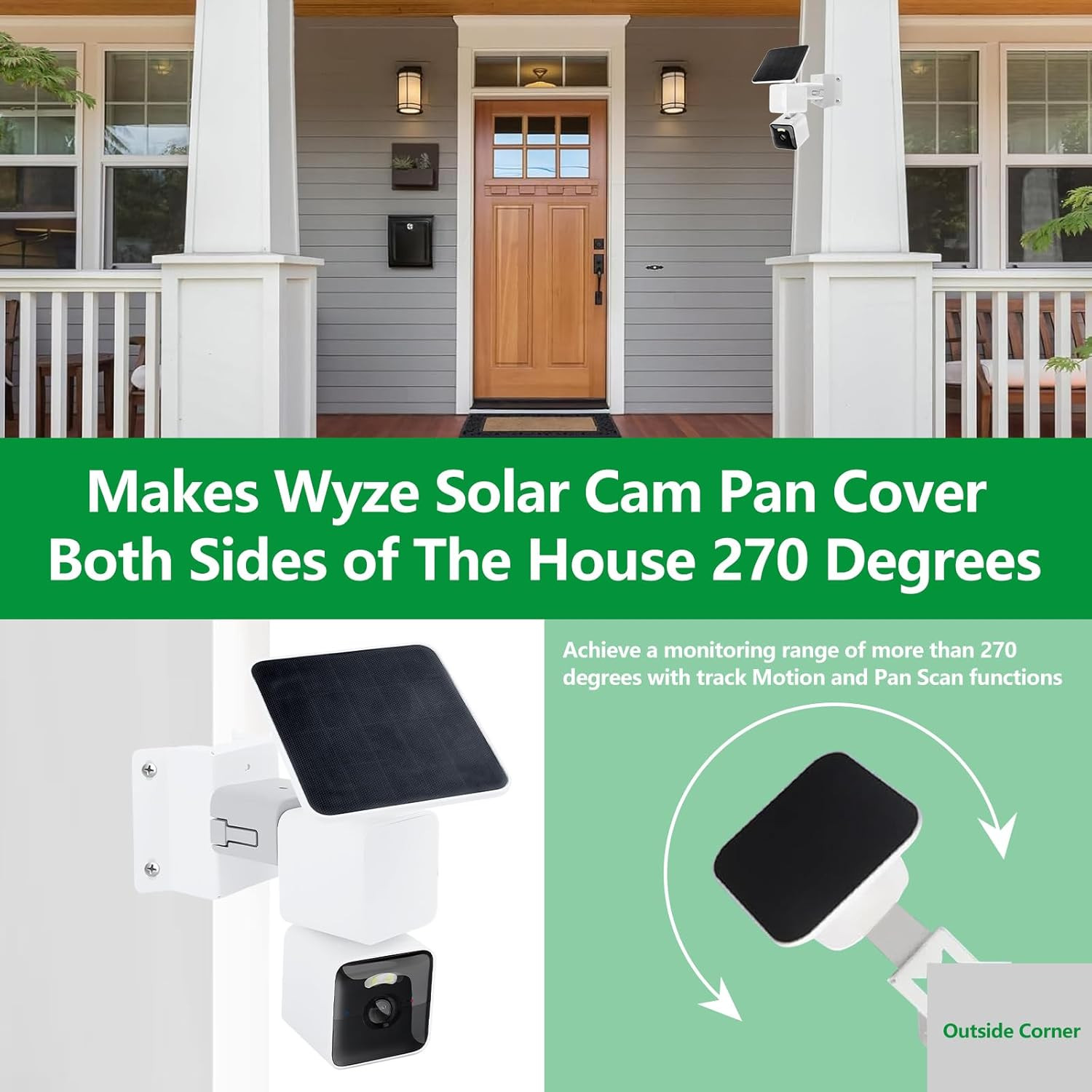 Wall Mount Corner Bracket for Wyze Solar Cam Pan – Outdoor Aluminum Alloy Corner