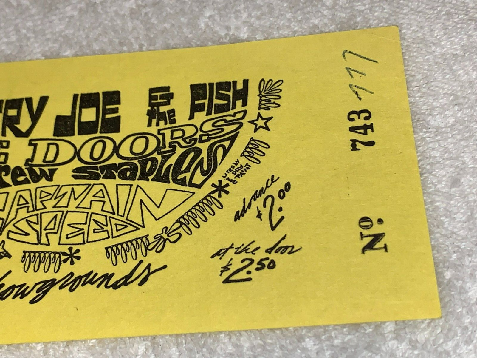 THE DOORS ORIGINAL 1967 UNUSED TICKET JIM MORRISON SANTA BARBARA Ephemera USA