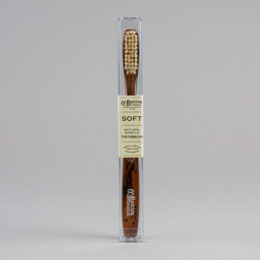 Natural Bristle Toothbrush by CO Bigelow Soft with Carrying Case