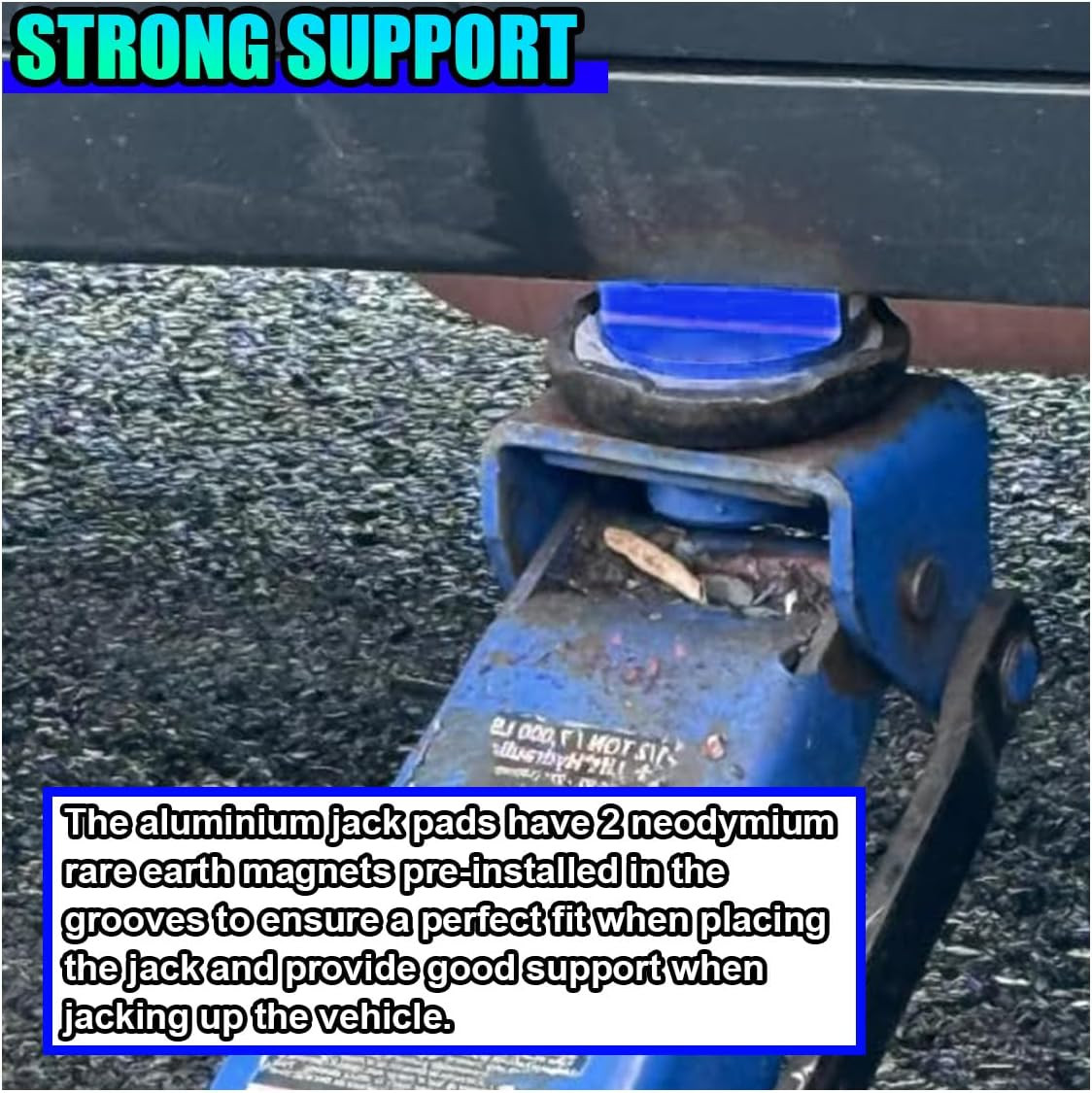 Universal Magnetic Jack Pad, Aluminum 0.37" Width Slotted Puck Pinch Weld Frame