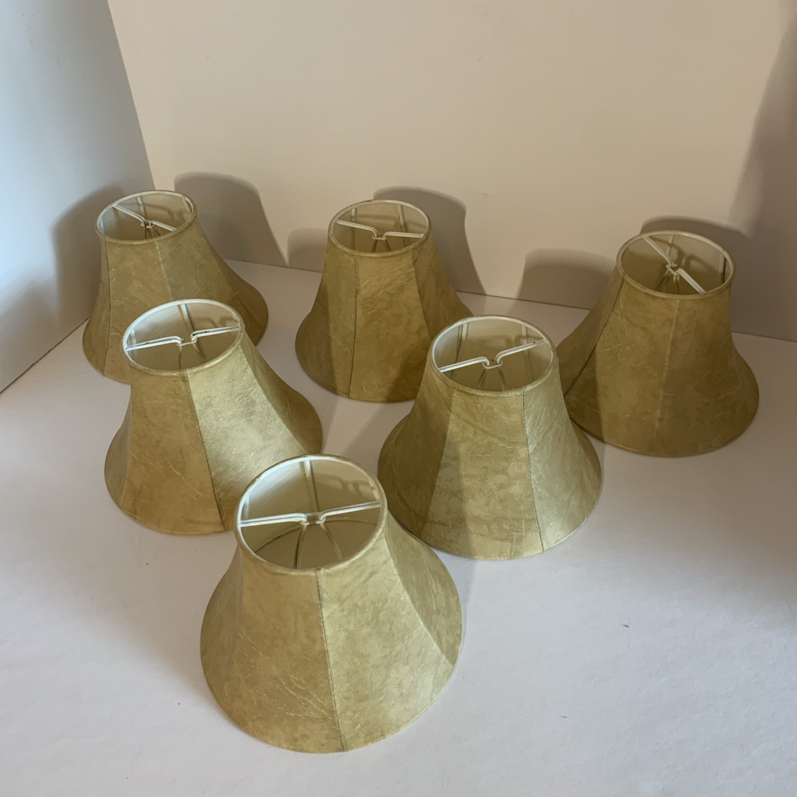 Lampshade 6 small bell shaped champagne beige color 4 1/2"H Bottom 6"