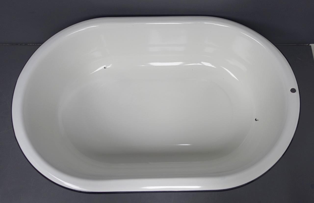 Lisk Flintstone Vintage Large Porcelain Enamel Oval Basin Baby Bath Wash Tub USA