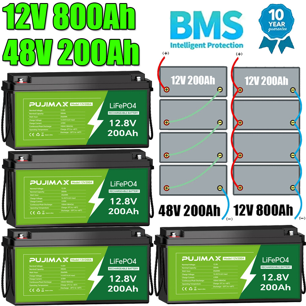 12V 24V 36V 48V/200Ah 400Ah 600Ah 800Ah LiFePO4 Lithium Battery 15000+Deep Cycle