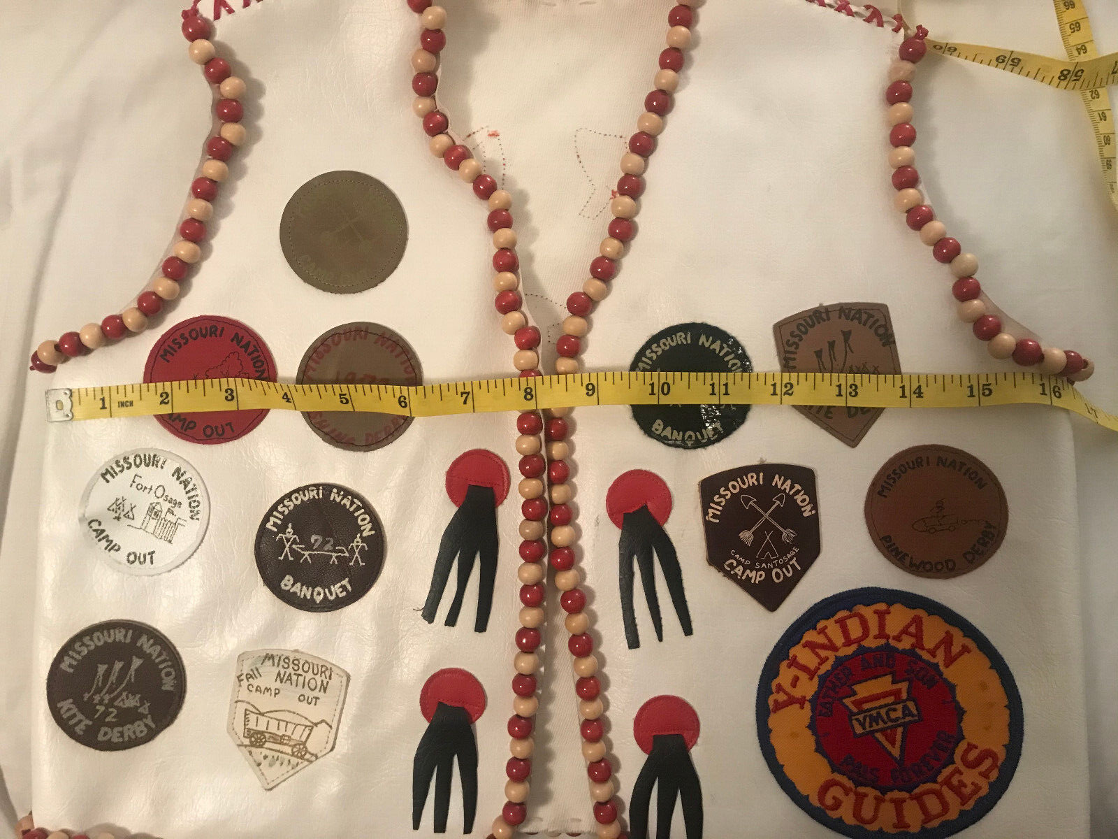 2 leather vests w/beads-Adult & Child-Crow-Powwow Regalia-1970s-Missouri Nation