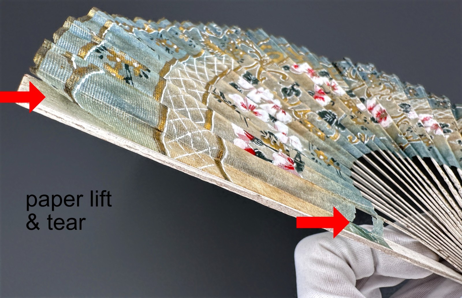 Singer Sewing Advertising Fan Antique Hand Painted Washi Japan 1921-1930