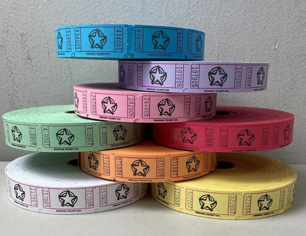 Star Tickets Roll of 2000 Single Stub For Carnivals Fun Fair Festivals Raffle