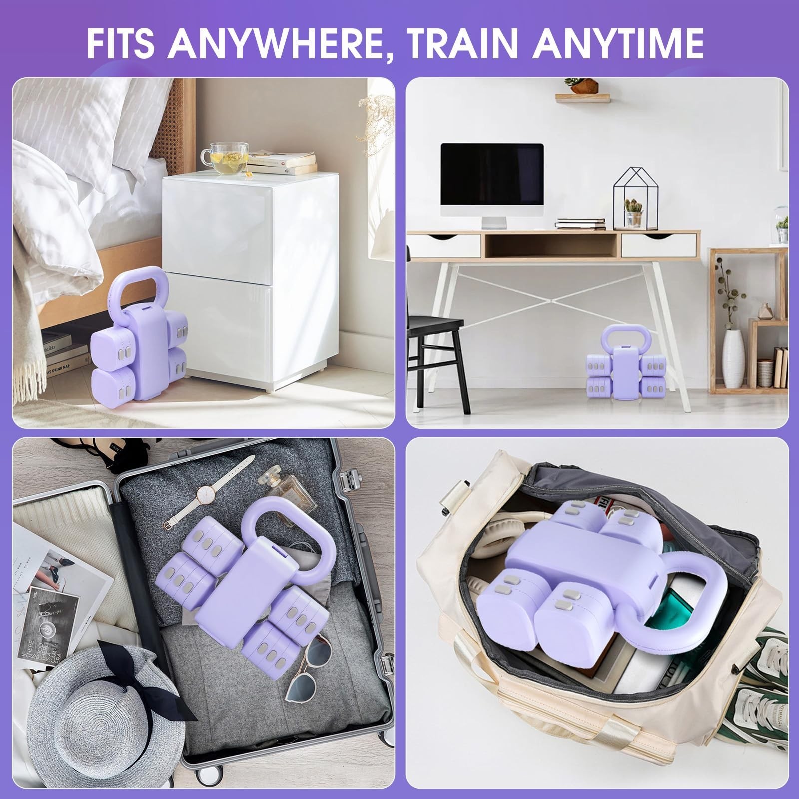 Adjustable 2-in-1 Convertible Kettlebell & Dumbbells Set, 4 in 1 Free Weights...