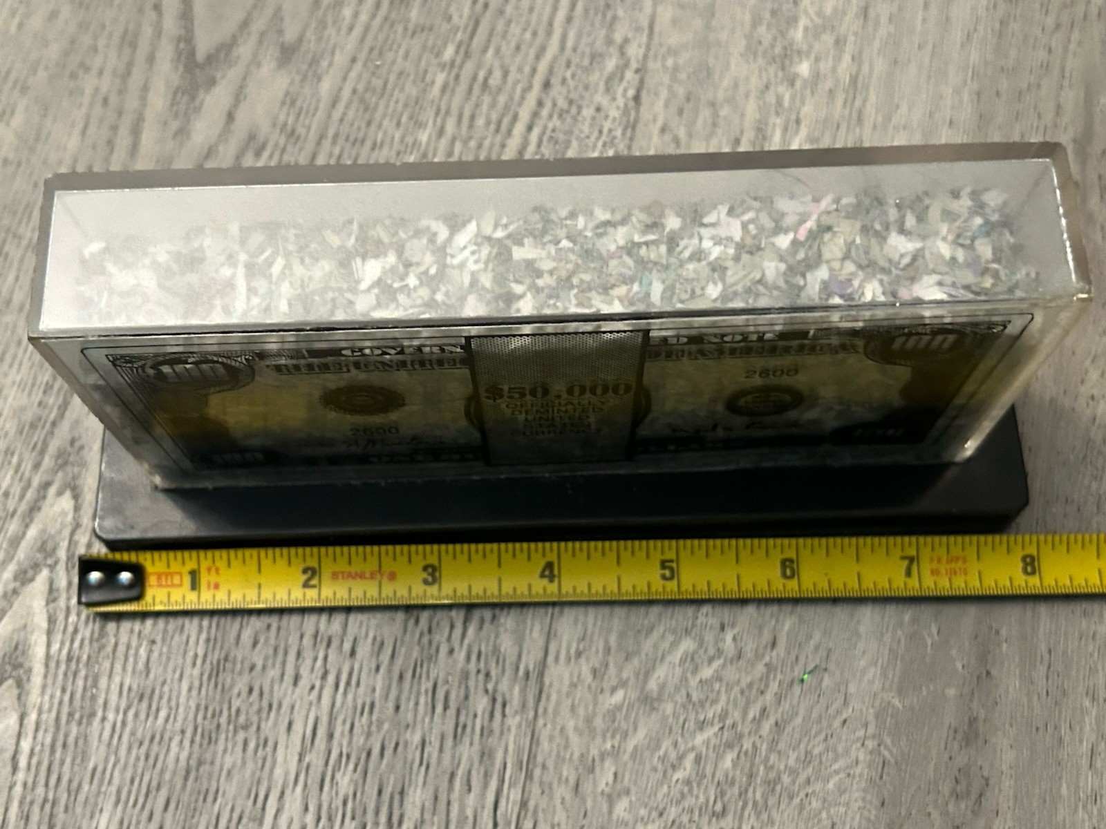 Vintage Shredded US Currency U.S. Paper Money 100% Real $50,000 Box Acrylic