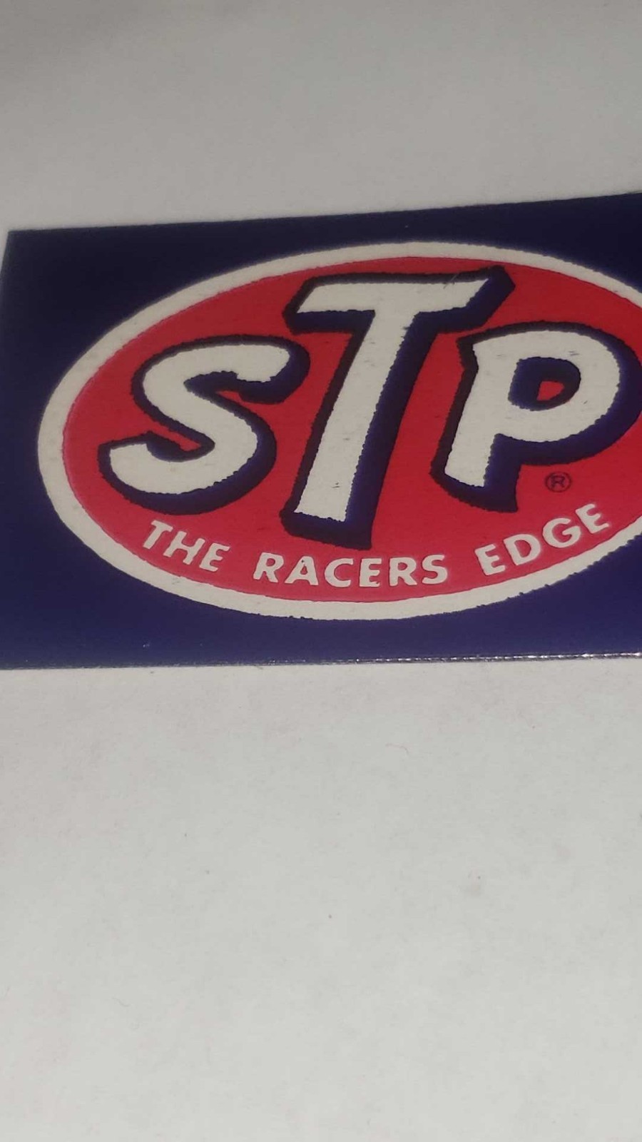 (2) Vintage STP “The Racer’s Edge” Paper-Backed Stickers - Small 1.5 X 2.25