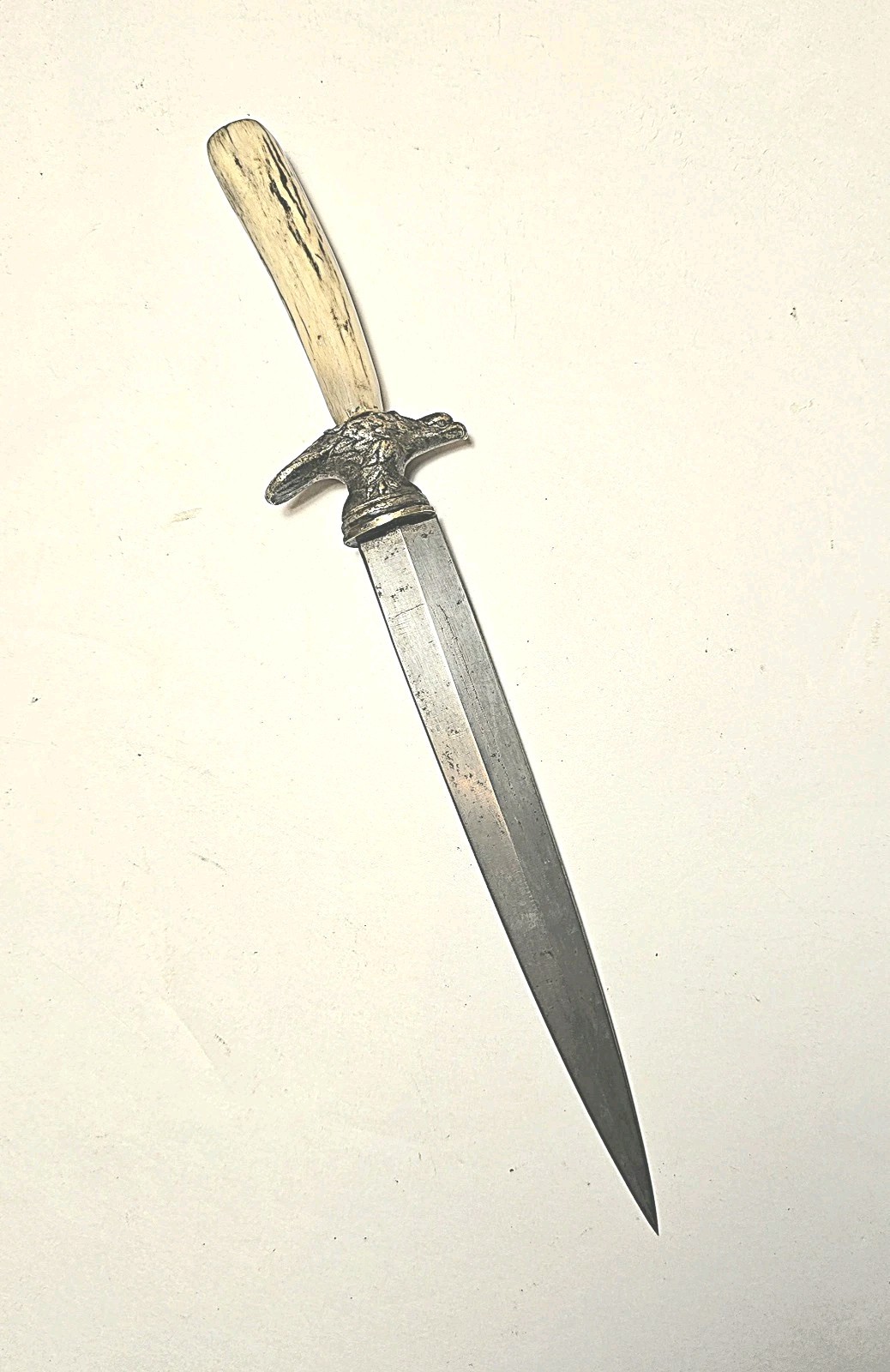 Antique 19th.c. Hand Made Antler Handled Dagger Of Likely American Origin