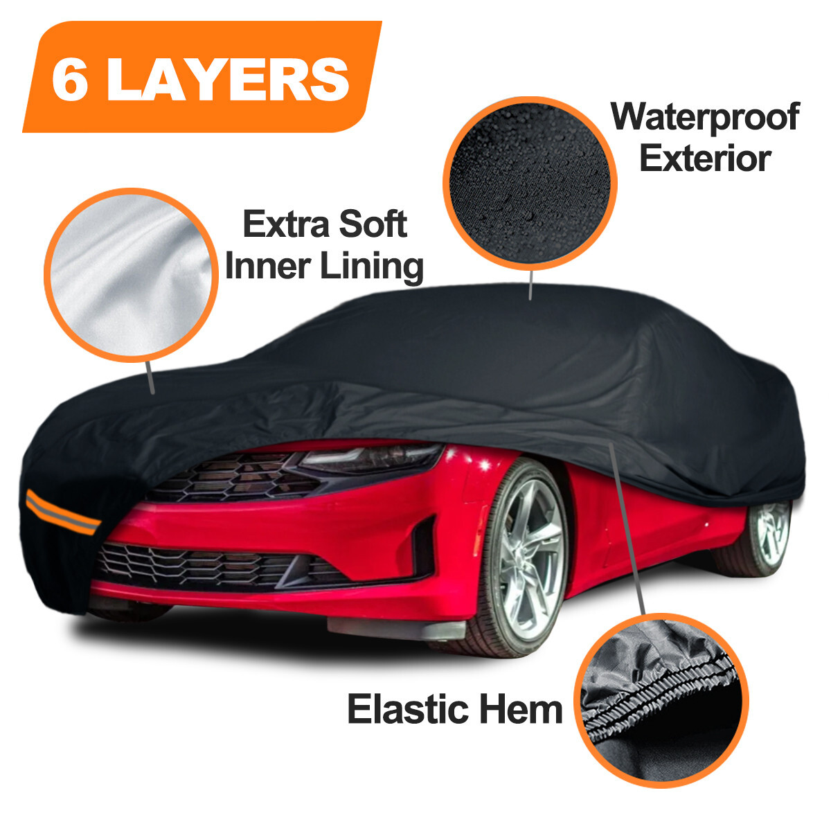 6 Layer Waterproof Car Cover Outdoor Indoor For 2010-2023 Chevy Camaro LT LS SS
