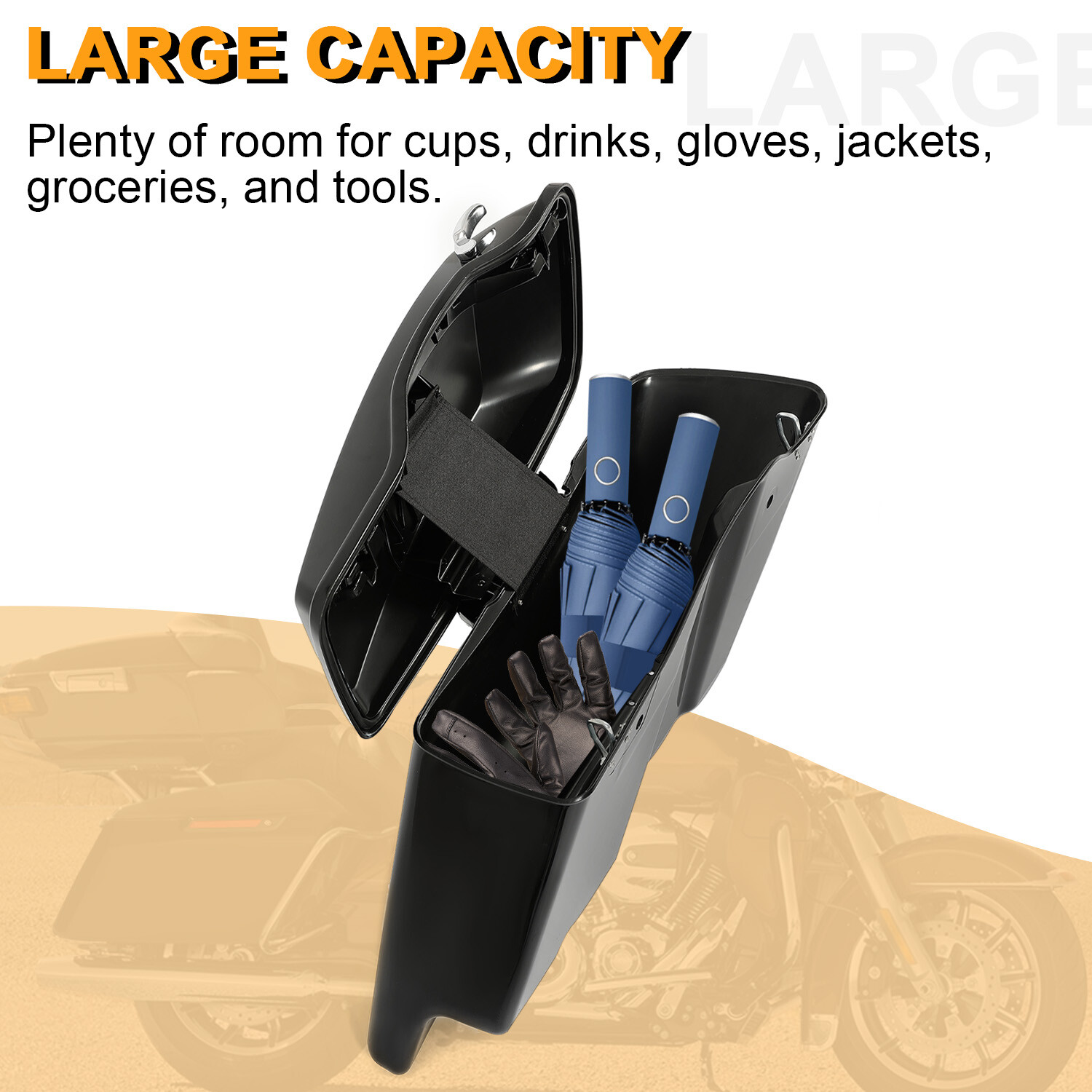 5" Stretched Extended Hard Saddle bags For Harley Road King Street Glide 2014-24