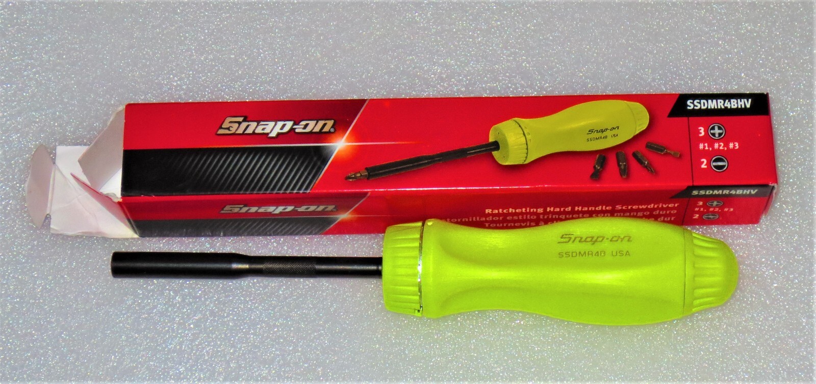 Snap-on SSDMR4BHV Ratcheting Screwdriver Hi-Viz Hard Handle