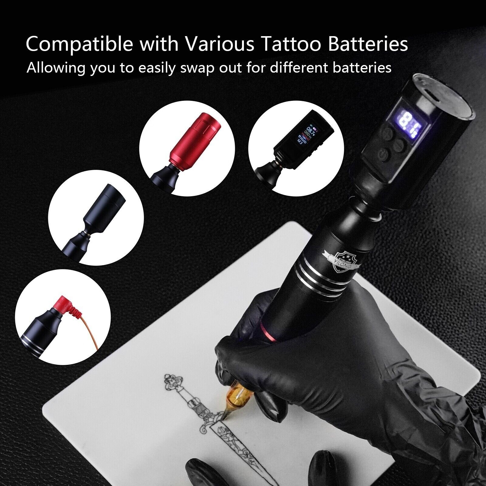 Tattoo Kit Complete for Beginners Wireless Pen Machine with Power Supply Needles
