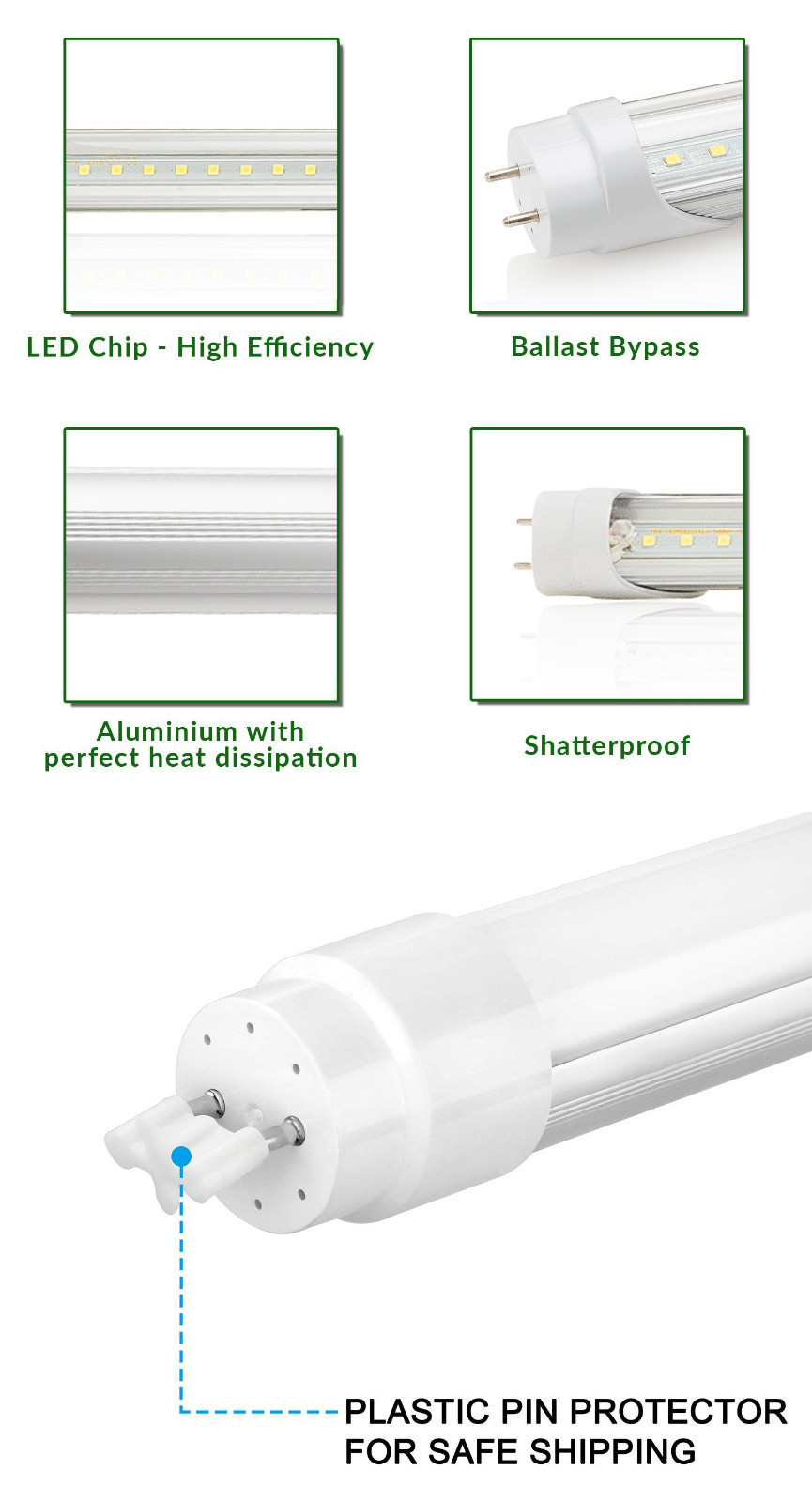 10-100 PACK LED G13 4FT 4 Foot T8 Tube Light Bulbs 18W 6000-6500K Cool White