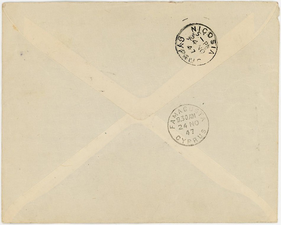 CYPRUS 1947 RURAL SERVICE GR POSTMARK PARALIMNI COOPERATIVE ENVELOPE