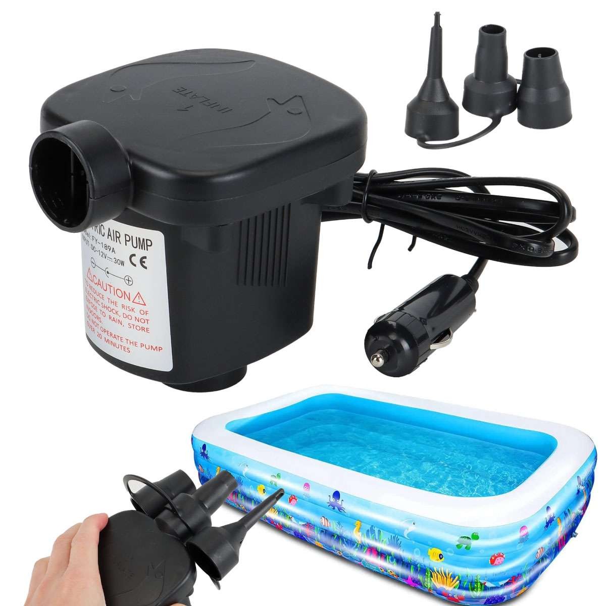 Electric Portable Air Pump For Inflatable Air Mattress Raft Bed Boat Pool Toy US