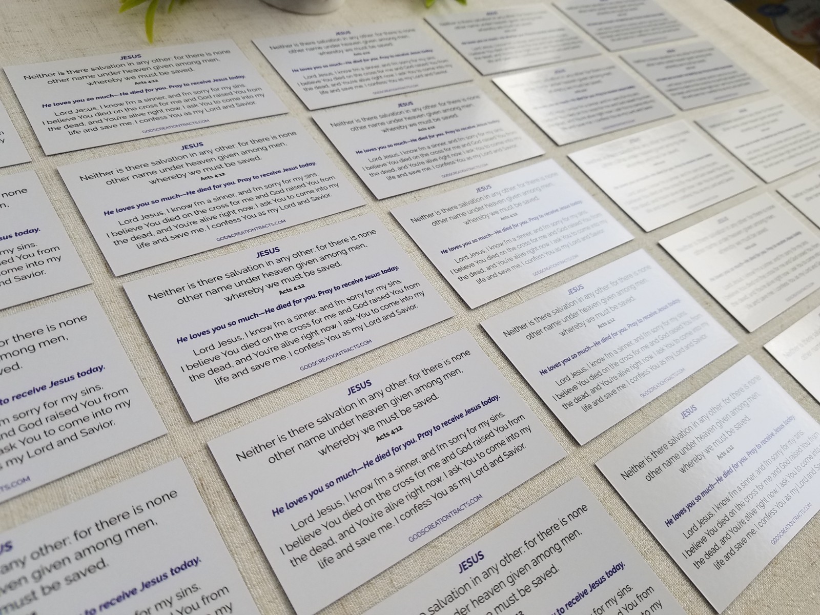Jesus Gospel Tracts – 50 Salvation Cards (Acts 4:12, 2-Pack) – Evangelism – Free
