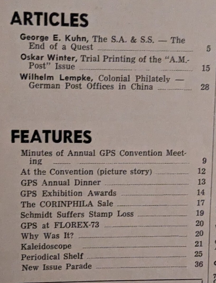 German Postal Specialist Jan 1974 Colonial Philately - German P. O.s in China