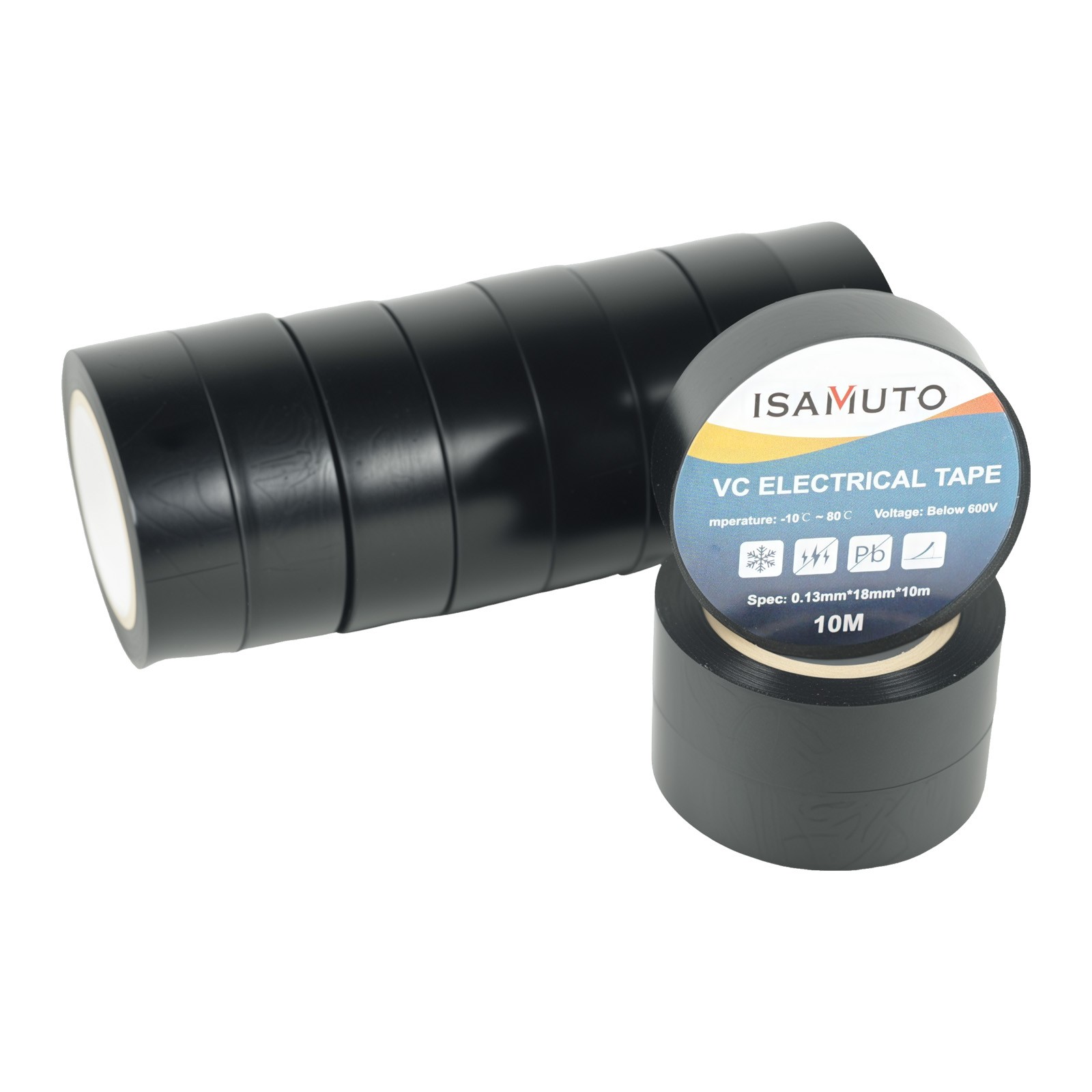 10pcs, Black, 10M Electrical Tape Wire Harness Wiring auto truck