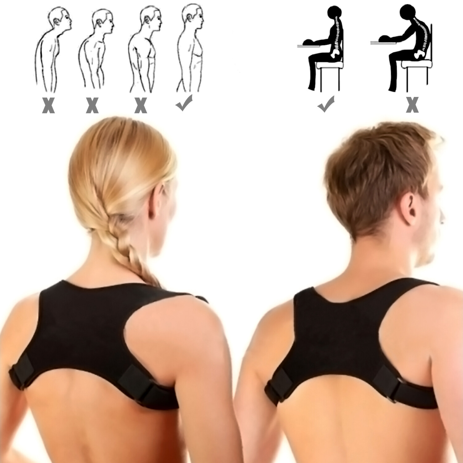 Back Posture Corrector Shoulder Straight Support Brace Belt Therapy Men Women