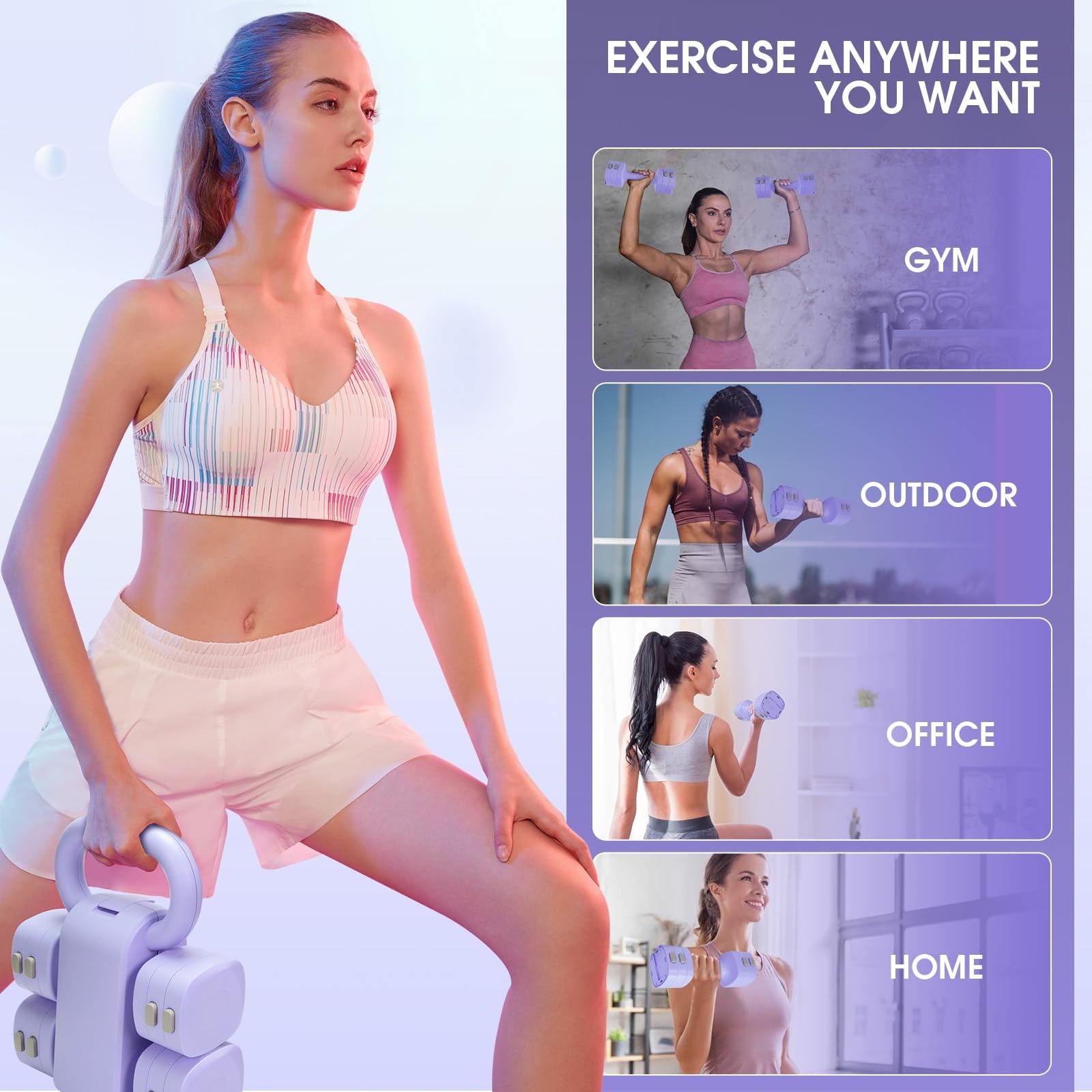 Adjustable 2-in-1 Convertible Kettlebell & Dumbbells Set, 4 in 1 Free Weights...