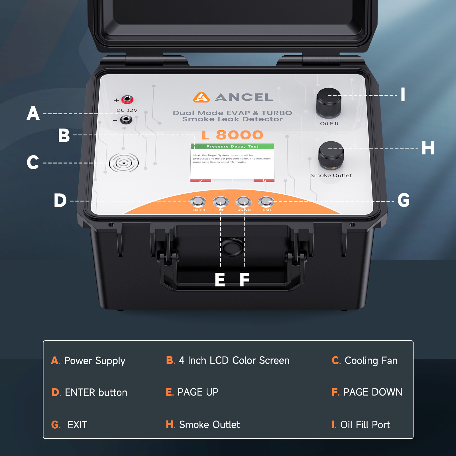 Ancel L8000 EVAP Smoke Machine Leak Tester Dual Mode Diagnostic Turbo System Kit