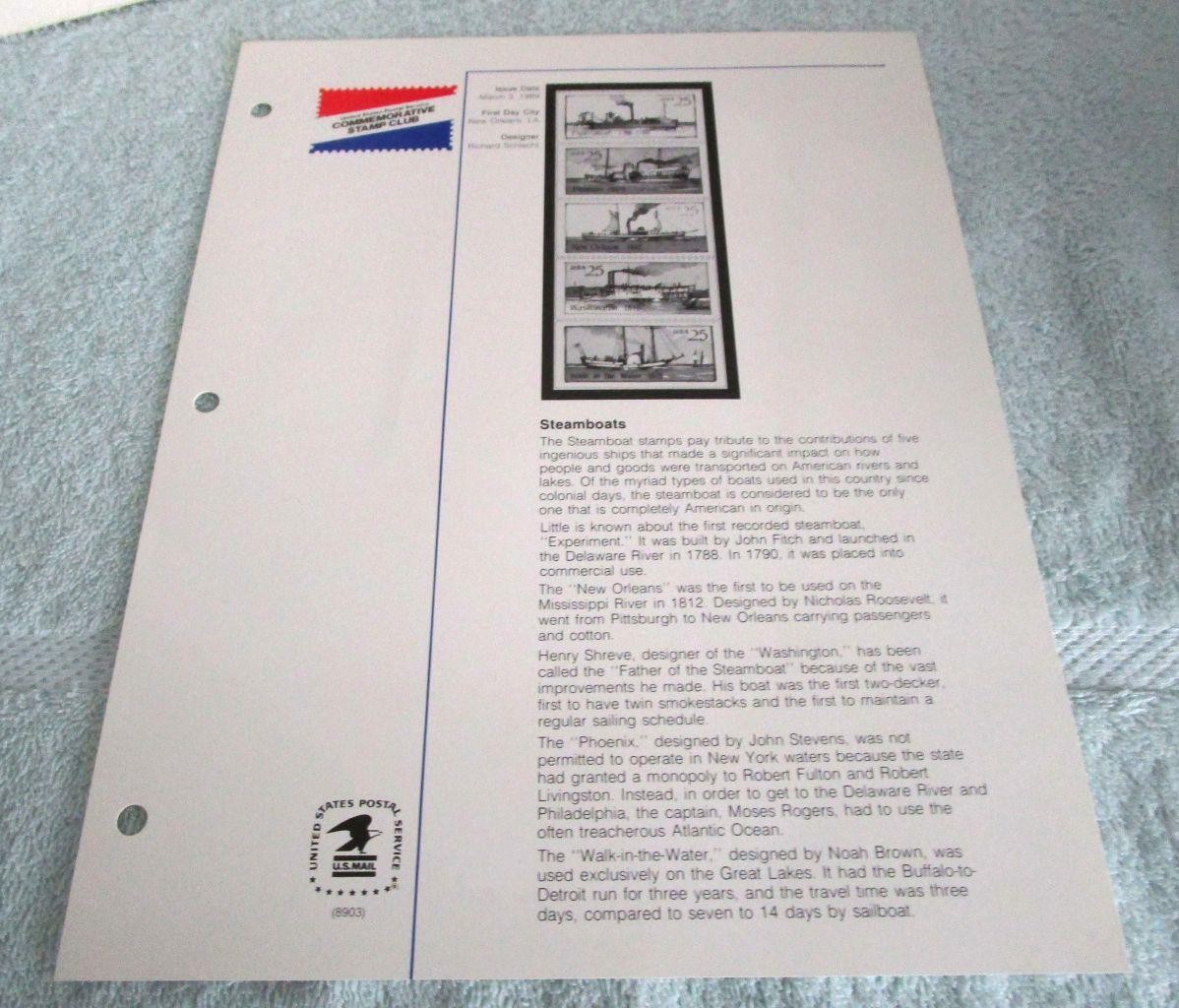 Steamboat Commemorative Stamp Collection Original Envelope Stamps and Print 1989