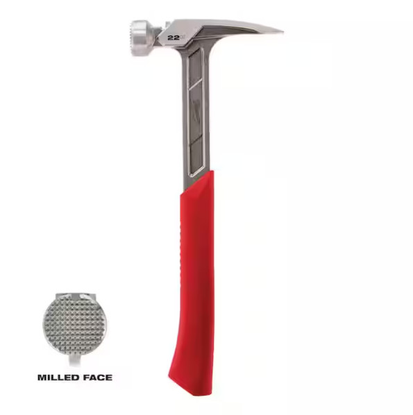 New !Milwaukee 22 oz. Milled Face Framing Hammer with 15 in. Pry Bar