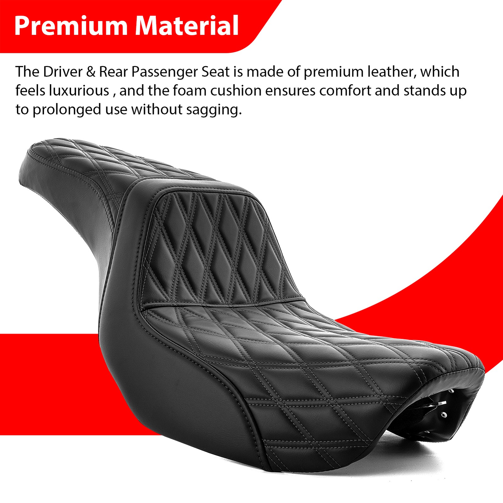 Diamond check Black Two-up Seat Fit Harley Dyna Street Bob FXDB 2006-2017