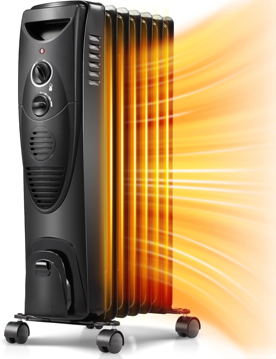 Portable Electric Radiator Heater, Oil Filled with 3 Heat Settings, Adjustable