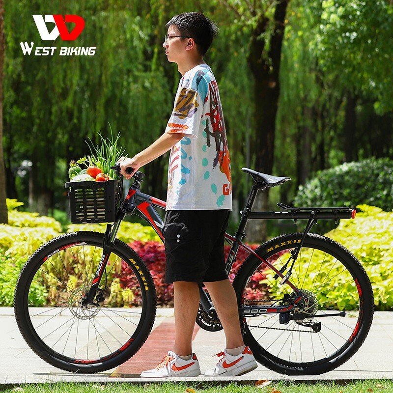 WEST BIKING Foldable Bike Front Handlebar Basket Bicycle Rack Pack Basket Black