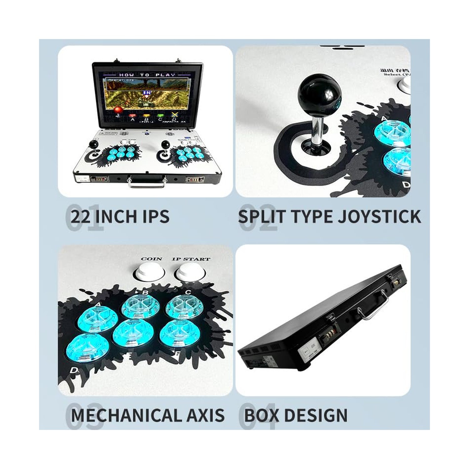 Portable 20000 in 1 Metal Box 3D Arcade Game Console, 22 inch Screen Retro El...