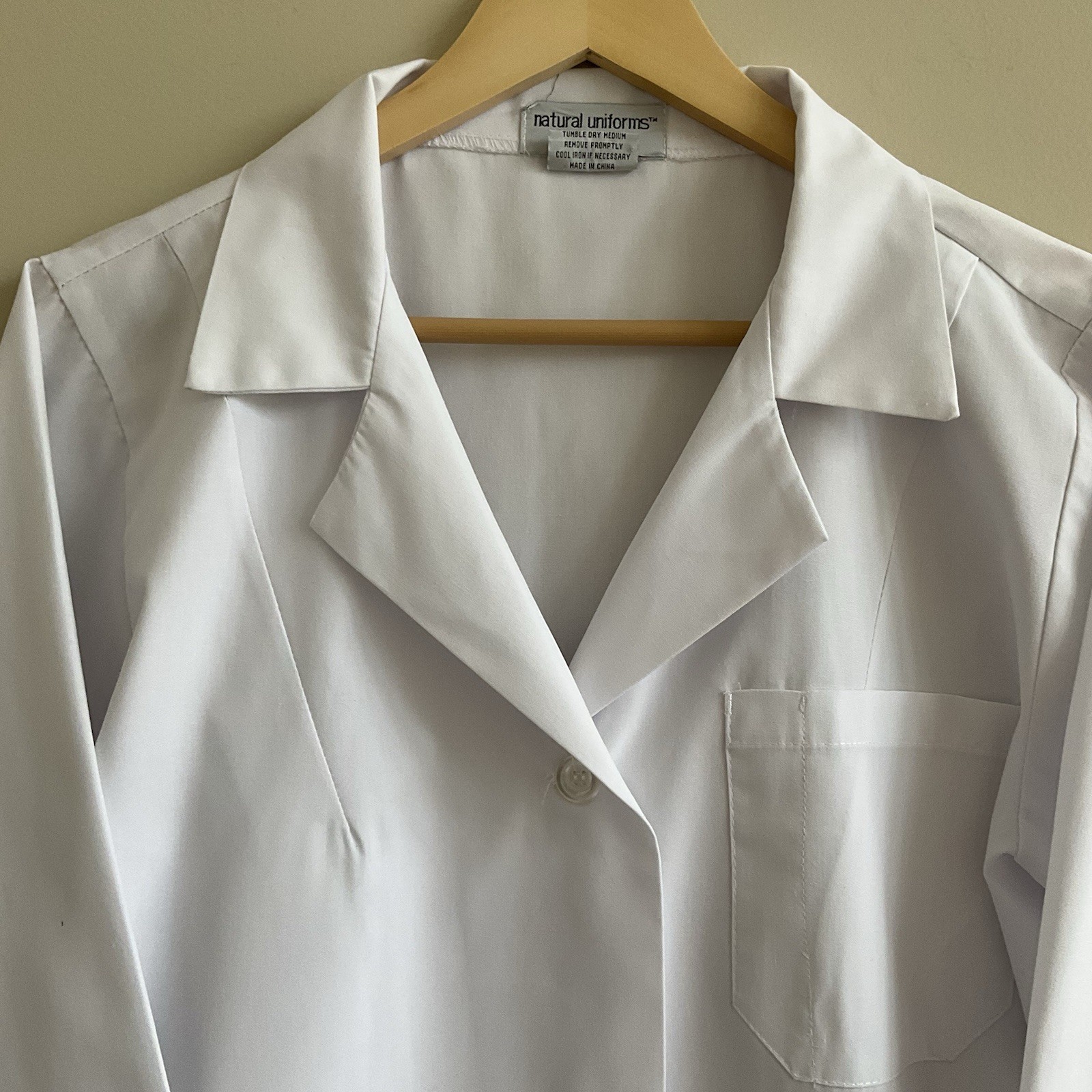 Natural Uniforms Doctor Medical Lab Coat White Long, Collared, Button-Up Size L