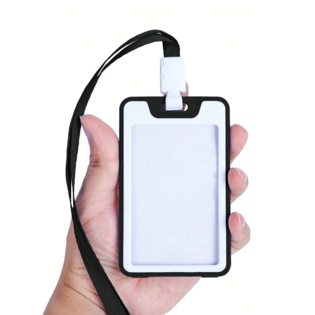 ID Badge Holder with Double-Sided Windows Hard Plastic Vertical ID Card Holder