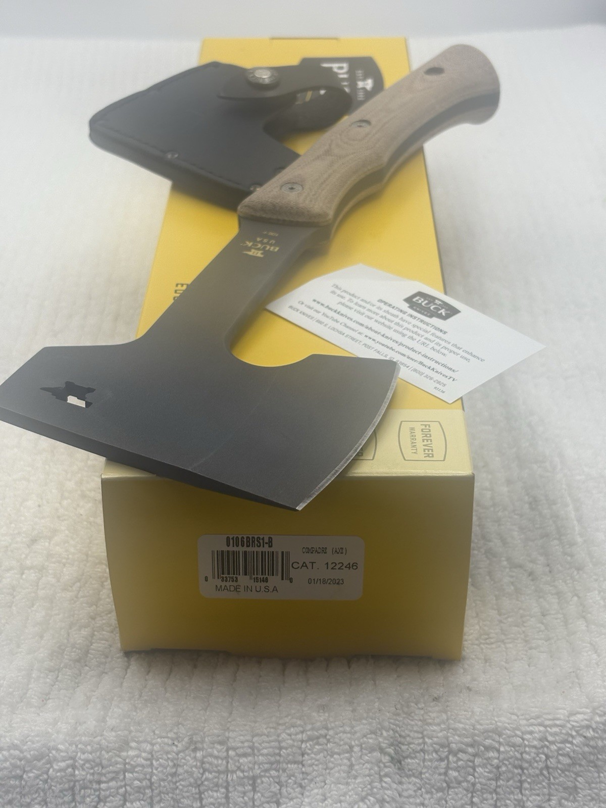 Buck 0106BRS1-B Compadre Axe With Leather Sheath NIB Made In USA Discontinued