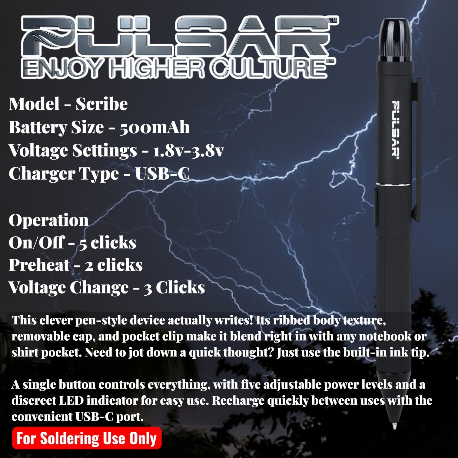 510 Preheat 500mAh Five-speed Voltage Regulator Battery Rod Soldering Iron